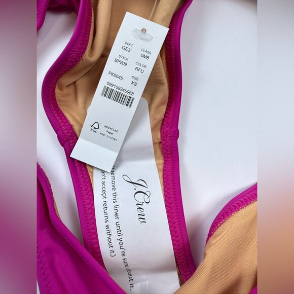 NWT J. Crew Bikini Bundle Radiant Fuscia Square Neck Top and 2 Bottoms Size XS - Picture 6 of 9